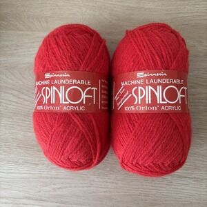 Vintage Spinnerin‎ Spinloft Yarn Lot of 2 Red 100% Orlon Acrylic Same Dye Lot
